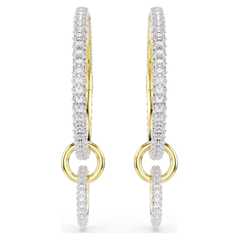 Swarovski Ohrringe Damen Dextera Kreolen Rundschliff Weiß Goldfarben 5738201
