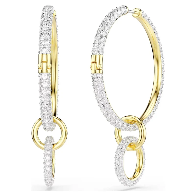 Swarovski Ohrringe Damen Dextera Kreolen Rundschliff Weiß Goldfarben 5738201