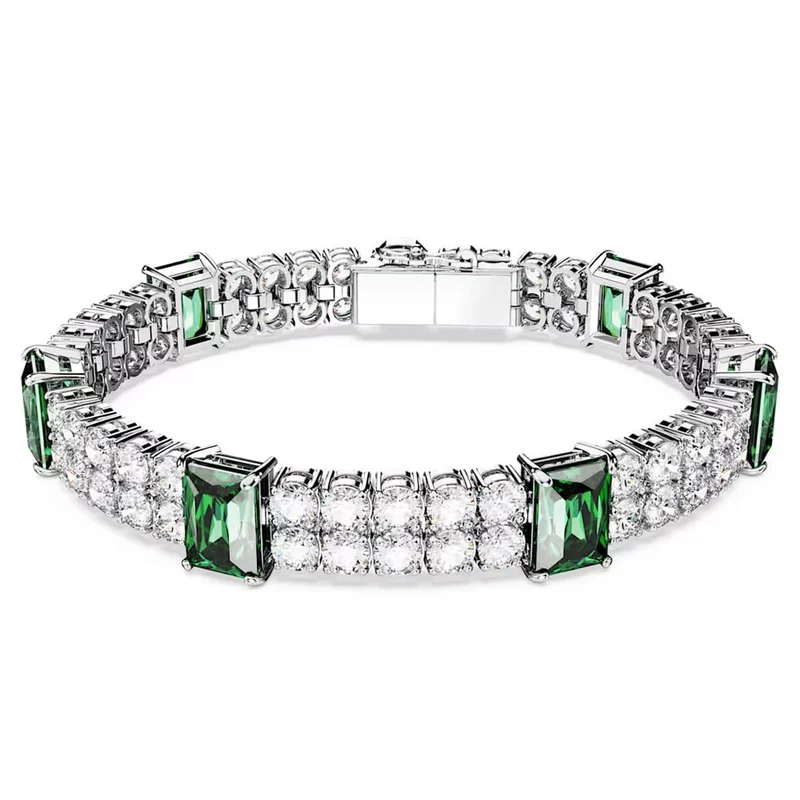 Swarovski Armband Unisex Matrix Tennis Grün, Weiß Rhodiniert 48/M 5666163