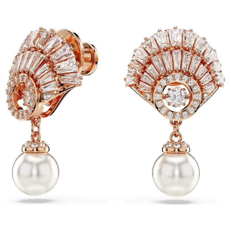 Swarovski Ohrringe Damen Idyllia Drop Kristallperle Muschel weiß roségold 5689196
