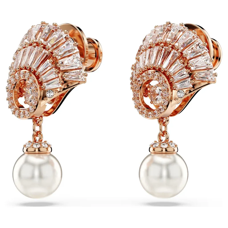 Swarovski Ohrringe Damen Idyllia Drop Kristallperle Muschel weiß roségold 5689196