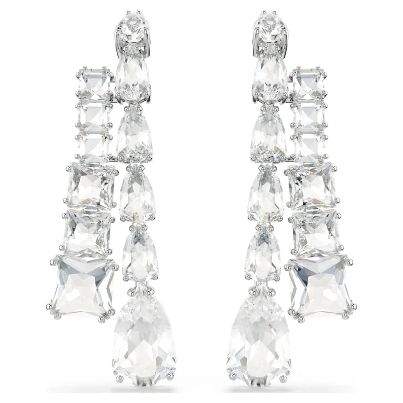 Swarovski Ohrringe Damen Matrix Drop Mixed cuts weiß rhodiniert 5692515