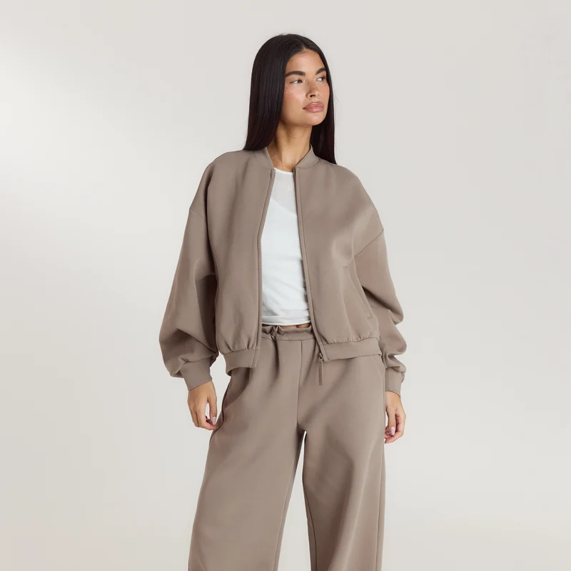 Neopren Bomberjacke - Taupe