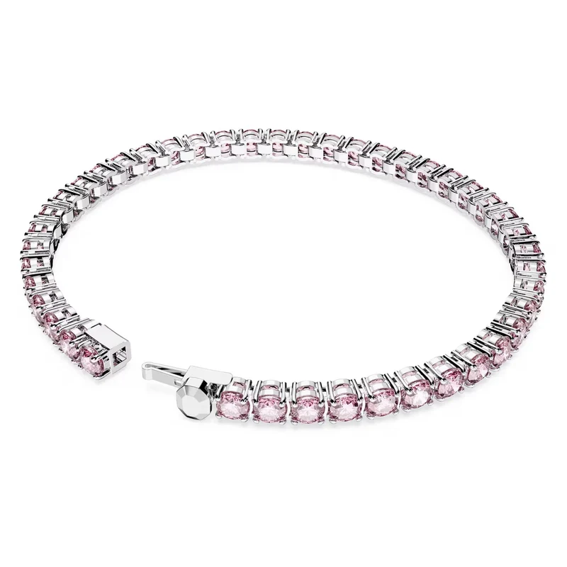 Swarovski Armband Unisex Matrix Tennis Rundschliff Rosa Rhodiniert Größe S 5648930