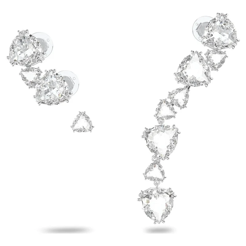 Swarovski Damen Ohrstecker Millenia Ear Cuff, Einzel, Asymmetrisch, Set, Weiss, Rhodiniert 5602846