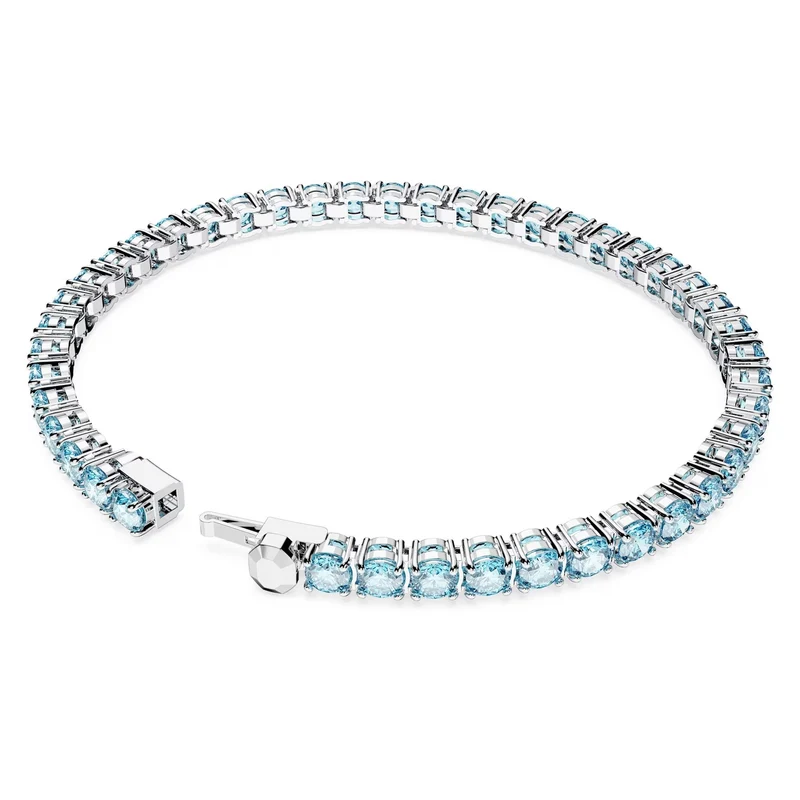 Swarovski Armband Unisex Matrix Tennis „Round‑Cut Blue“ Länge: ca. 19 cm (7 ½″) Größe XL Rhodium 5660914