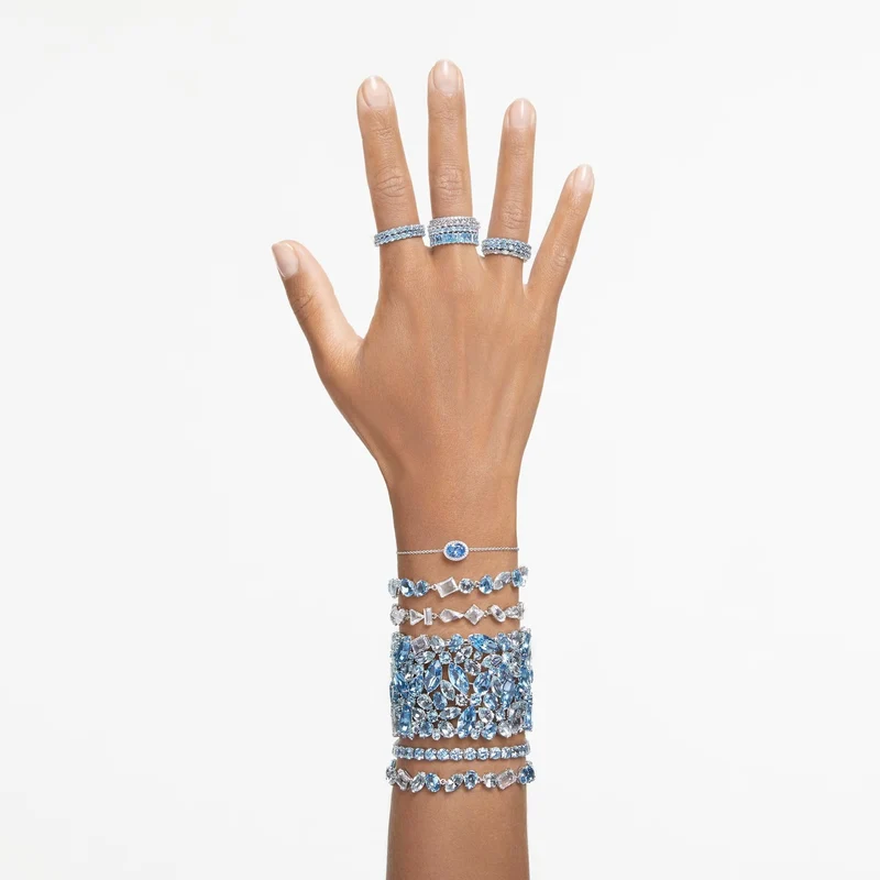Swarovski Armband Unisex Matrix Tennis „Round‑Cut Blue“ Länge: ca. 19 cm (7 ½″) Größe XL Rhodium 5660914