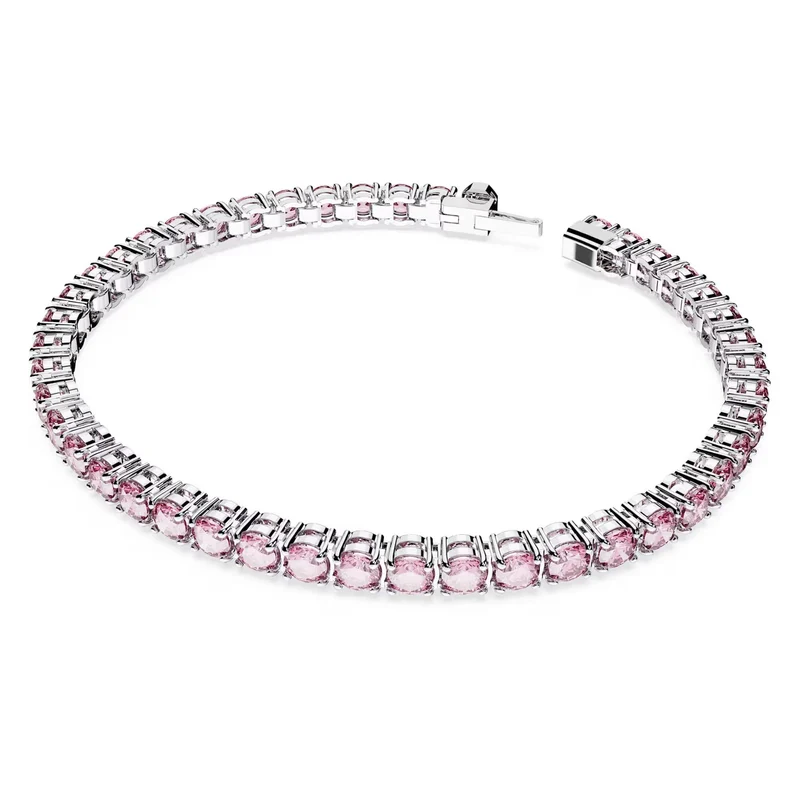 Swarovski Armband Unisex Matrix Tennis „Round‑Cut Pink“ Länge:17,5cm Weiß/Rhodium 5648932