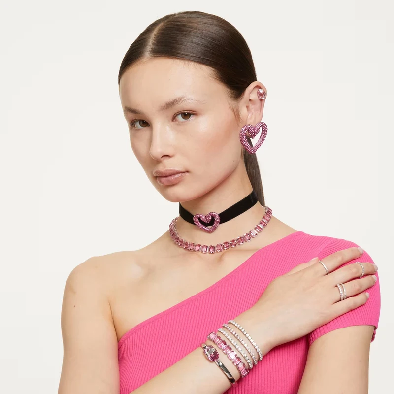 Swarovski Armband Unisex Matrix Tennis „Round‑Cut Pink“ Länge:17,5cm Weiß/Rhodium 5648932