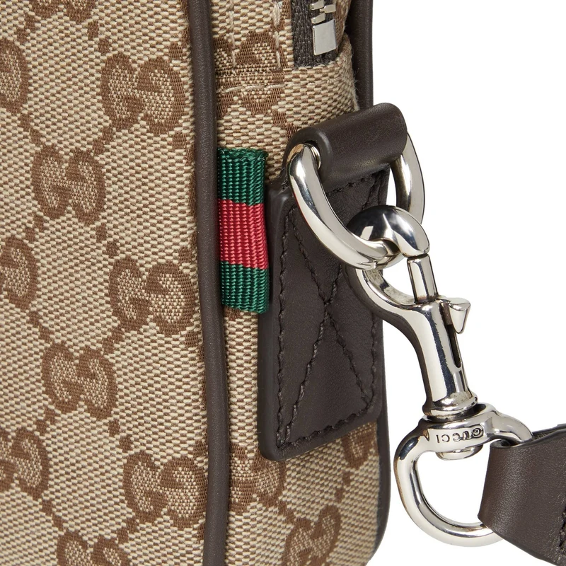 Gucci Umhängetasche Herren GG Canvas Kleine Crossbody Tasche Beige Braun 834802 FAEPS 9752