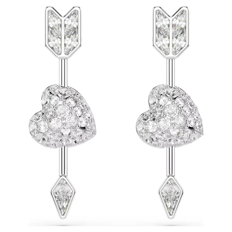 Swarovski Ohrhänger Damen Idyllia Herz mit Pfeil Weiß Rhodiniert 5749602