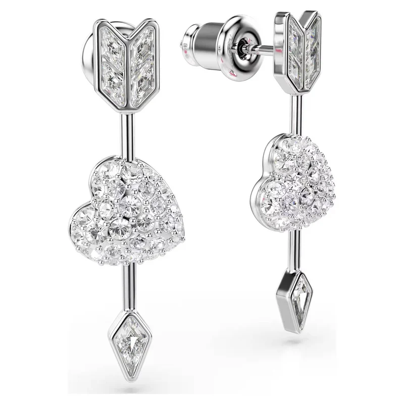 Swarovski Ohrhänger Damen Idyllia Herz mit Pfeil Weiß Rhodiniert 5749602