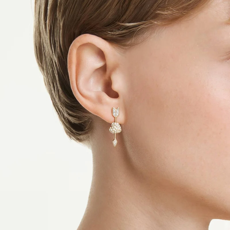 Swarovski Ohrhänger Damen Idyllia Herz mit Pfeil Weiß Goldlegierungsschicht 5737295