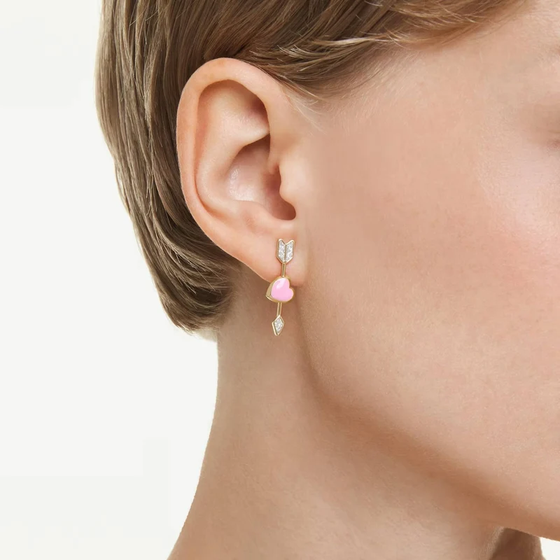 Swarovski Ohrhänger Damen Idyllia Herz mit Pfeil Weiß Goldlegierungsschicht 5737295