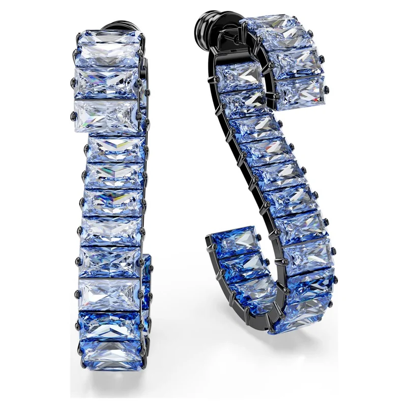 Swarovski Damen Drop-Ohrhänger Matrix Baguette Blau 5705780