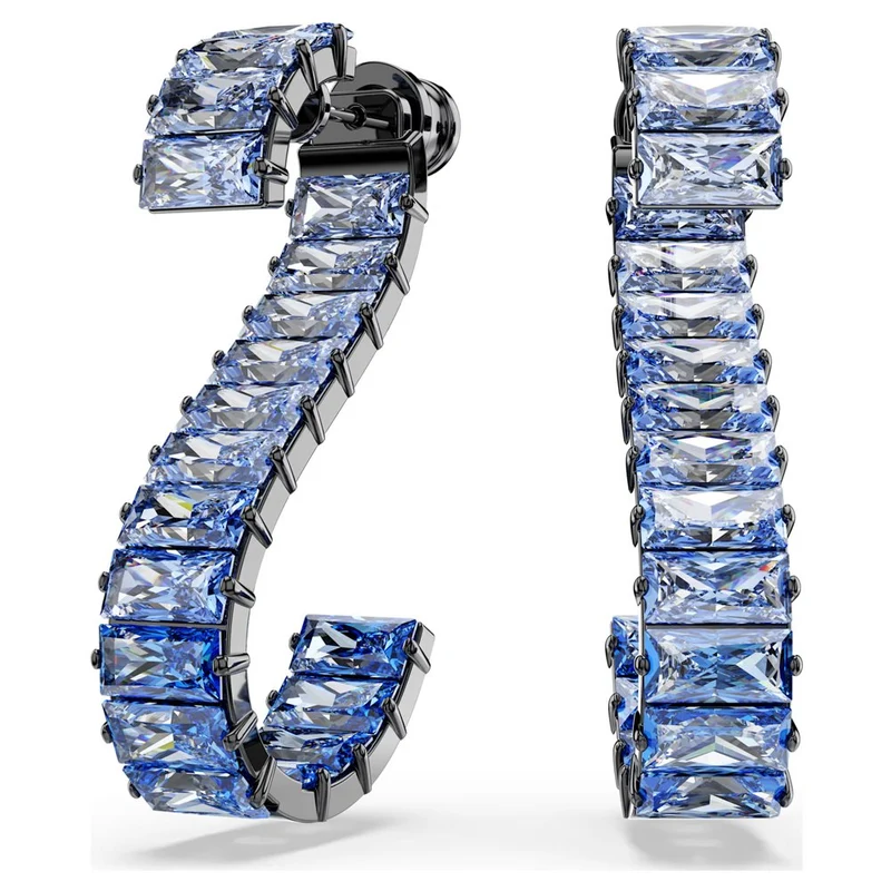 Swarovski Damen Drop-Ohrhänger Matrix Baguette Blau 5705780