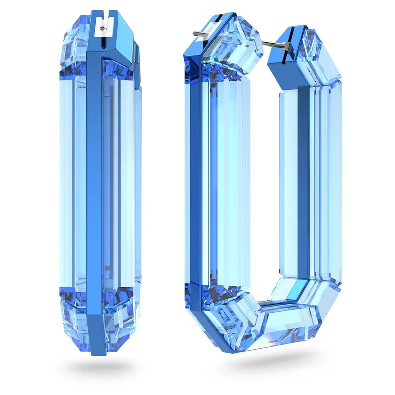 Swarovski Lucent Kreolen Statement Achteckform, Hellblau, 5600788