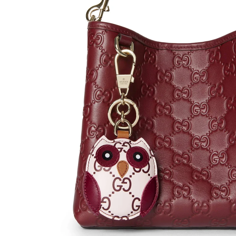 Gucci Taschenanhänger Damen Owl Shaped Bag Charm Rosa Rot 821813JAAJ18161