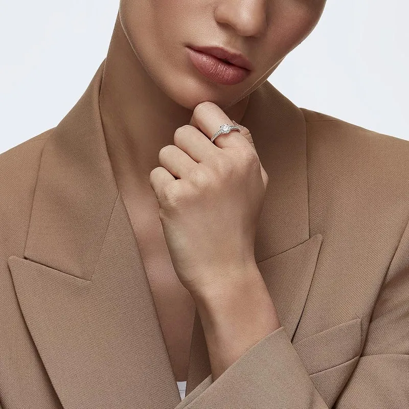 Swarovski Ring Damen Attract Round Weiß Roségoldfarben Ringgröße: 55 5149218
