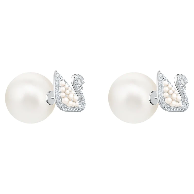 Swarovski Ohrringe Damen Iconic Swan Weiß Silberfarben 5416591