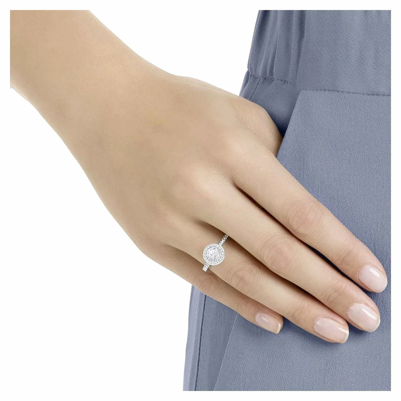Swarovski Ring Damen Weiß Silberfarben Kristallring Ringgroesse: 55 5368545