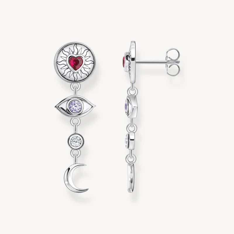 Thomas Sabo Ohrringe Unisex Kosmische Talismane Silber geschwärzt bunt H2277-640-7