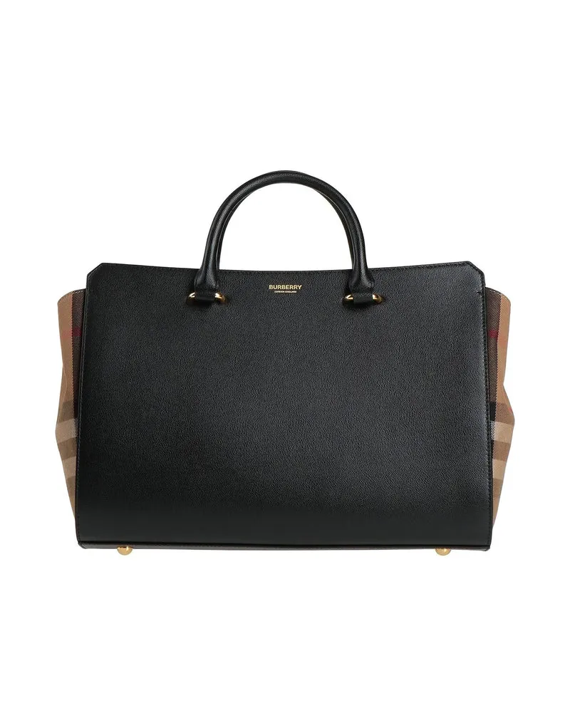 Burberry Damen Henkeltasche Medium Banwell MX Schwarz Leder Check Canvas 80840221