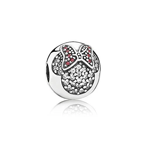 Pandora Clip Charm Damen Disney Minnie Maus Pavé Silber Rot 791450CZ