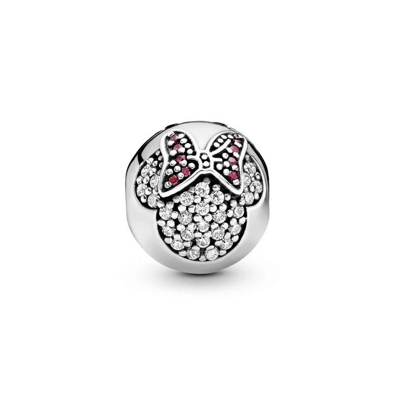 Pandora Clip Charm Damen Disney Minnie Maus Pavé Silber Rot 791450CZ