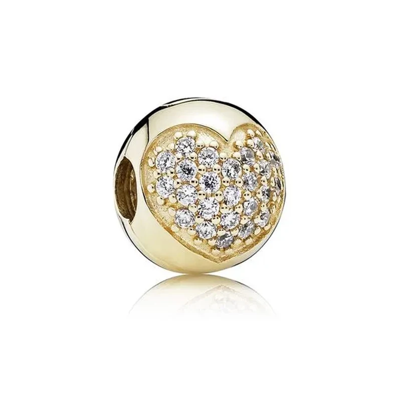 Pandora Damen Pavé-Herz LOVE OF MY LIFE Clip Charm Gold 750832CZ