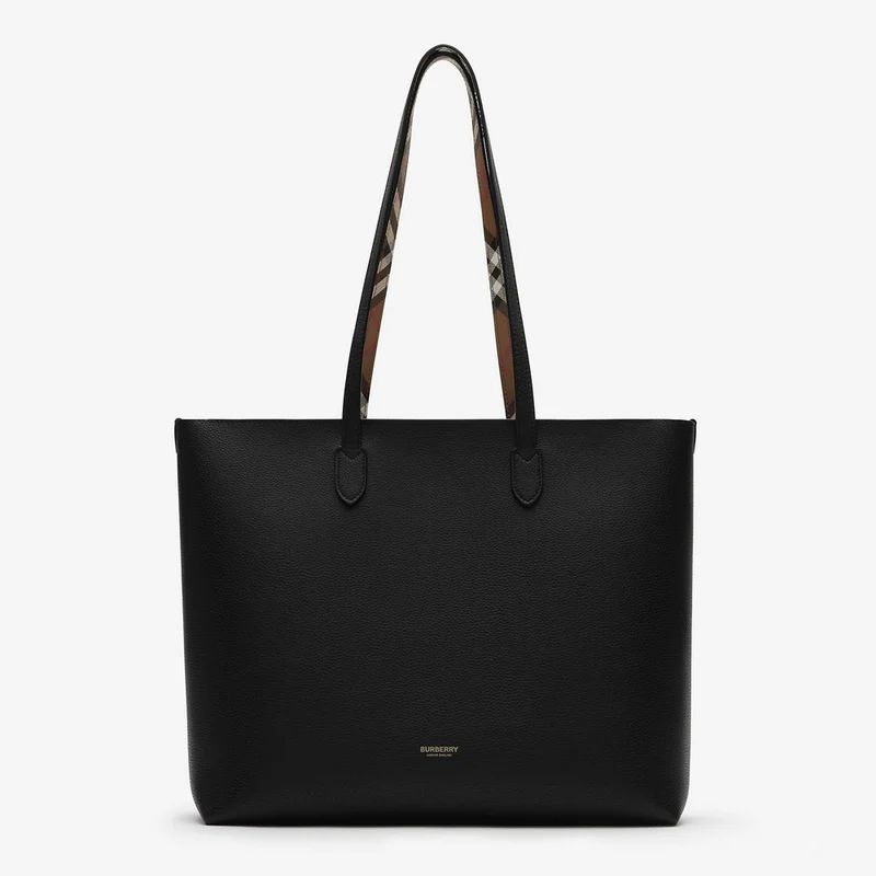Burberry Damen Shopper MD Dbl Faced Check-Lined Tote Schwarz 81214331