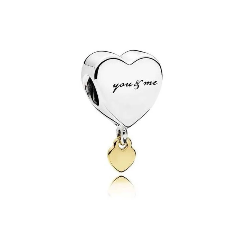 Pandora Charm Damen Zwei Herzen Silber Gold 796558