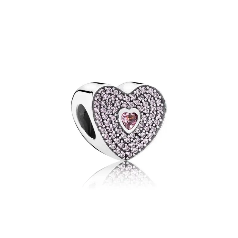 Pandora Charm Damen Liebes Pavé Herz Silber Rosa 791555CZS