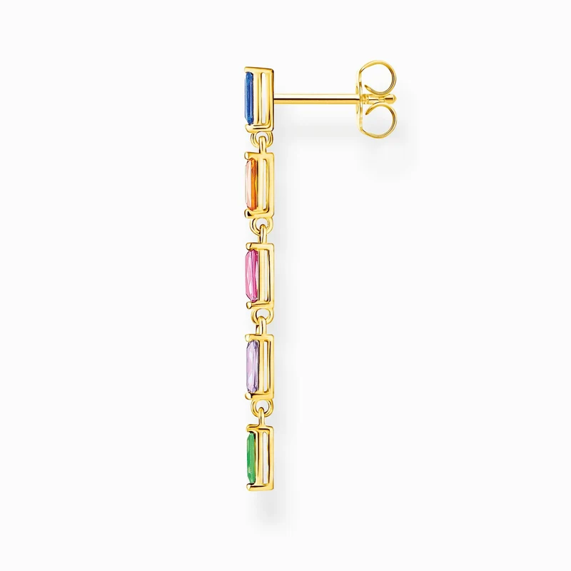 Thomas Sabo Ohrring Einzel Bunte Steine 925 Sterlingsilber Gelbgold vergoldet Zirkonia Mehrfarbig H2184-488-7