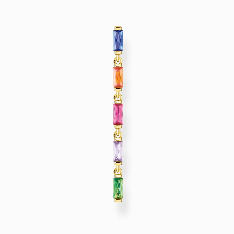 Thomas Sabo Ohrring Einzel Bunte Steine 925 Sterlingsilber Gelbgold vergoldet Zirkonia Mehrfarbig H2184-488-7