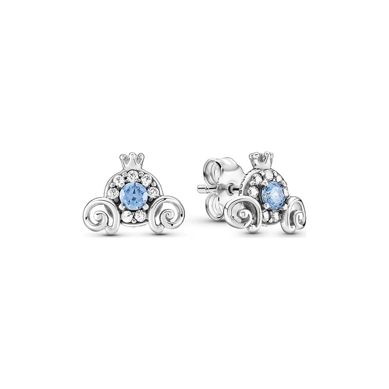 Pandora Ohrringe Damen Disney Cinderella Kürbiskutsche Silber Blau 299193C01