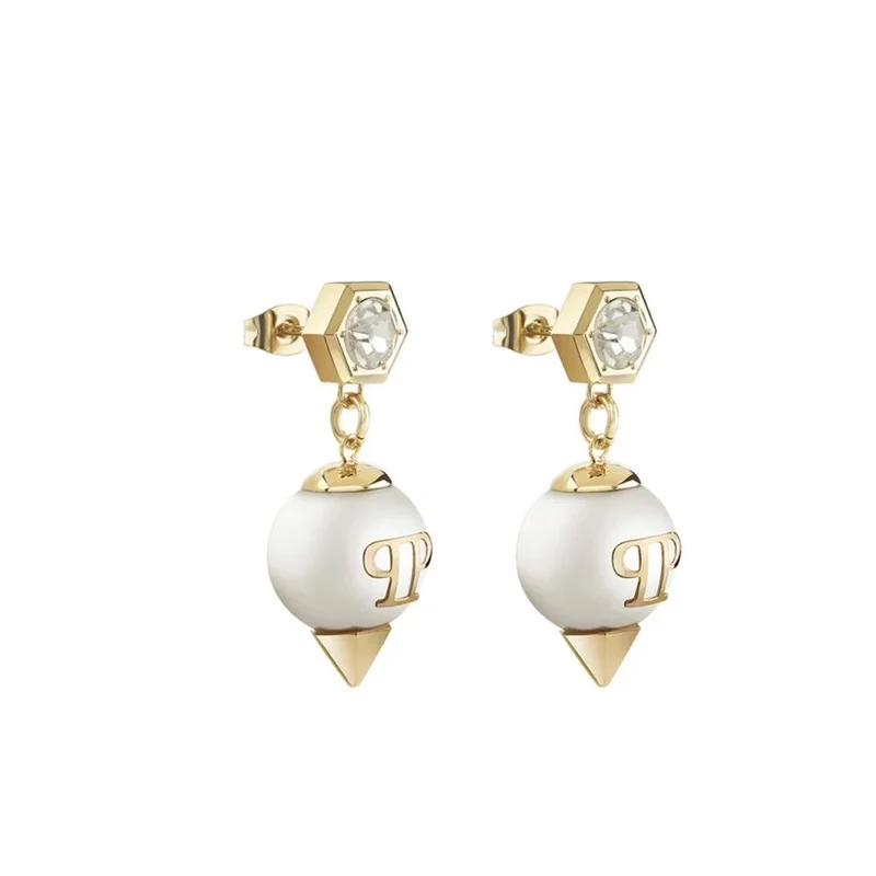 Philipp Plein Damen Ohrringe Ohrhänger LADY RHAPSODY Goldfarben Weiß PJ8EA13EU