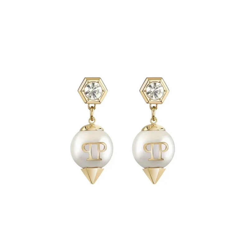 Philipp Plein Damen Ohrringe Ohrhänger LADY RHAPSODY Goldfarben Weiß PJ8EA13EU