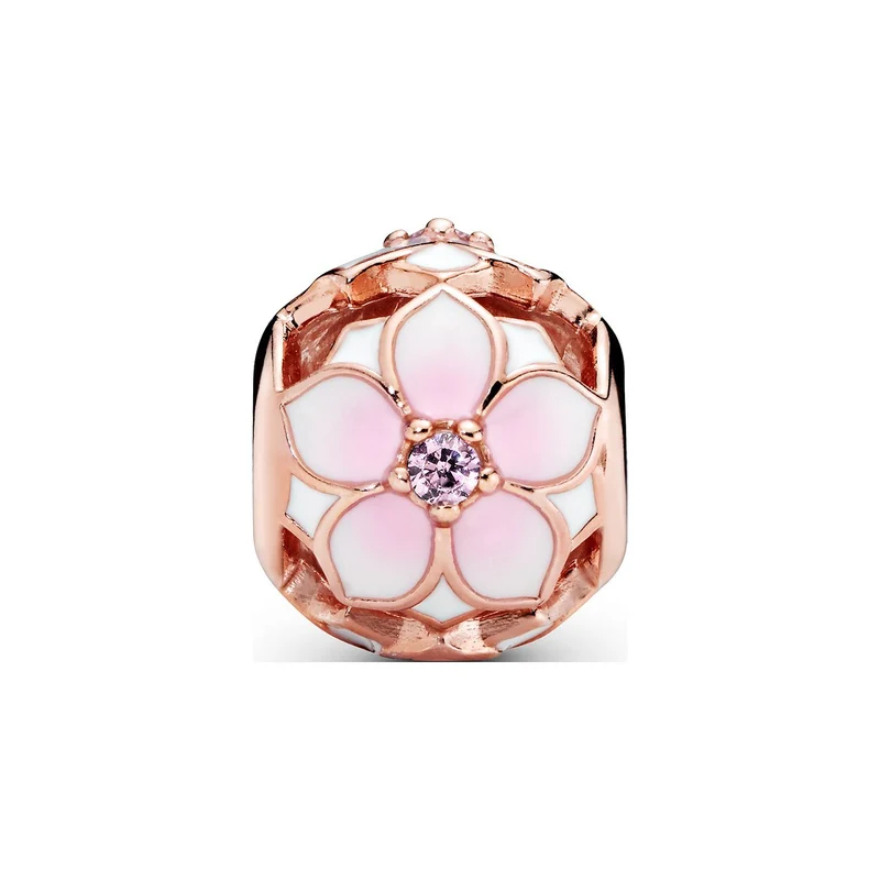 Pandora Charm Damen Moments Offen gearbeitete rosafarbene Magnolienblüte 782087NBP