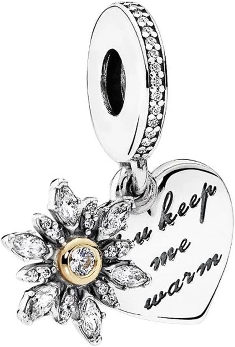 Pandora Charm Damen Schneeflocken Herz Bicolor 792012CZ
