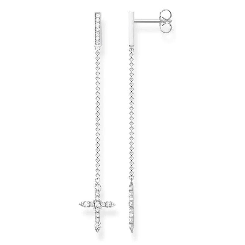 Thomas Sabo Paar Ohrstecker Kreuz silber, weiß H2065-051-14