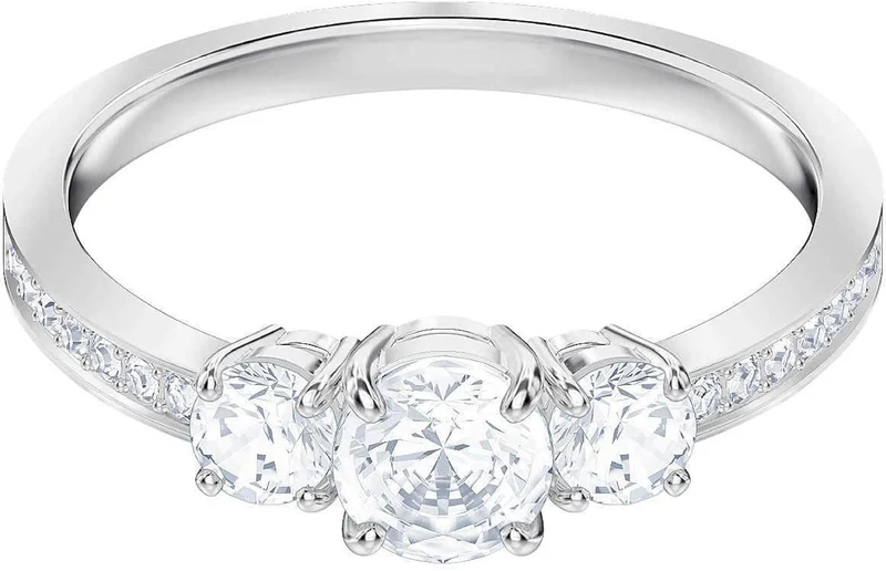Swarovski Ring Damen Attract Trilogy Weiß Silberfarben Size 58 5448897