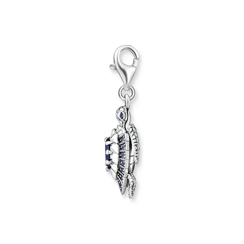Thomas Sabo Charm-Anhänger 925 Sterlingsilber Schildkröte geschwärzt Glas-Keramik Stein synthetischer Spinell 1897-667-1