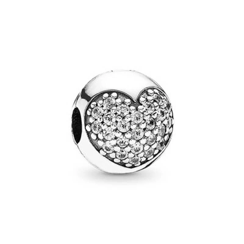 Pandora Clip Charm Damen Pavé Herz Silber 791053CZ