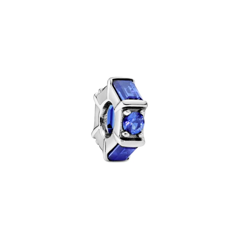 Pandora Charm Damen Moments Ice Sculpture Abstandhalter Silber Blau 797529NSBL