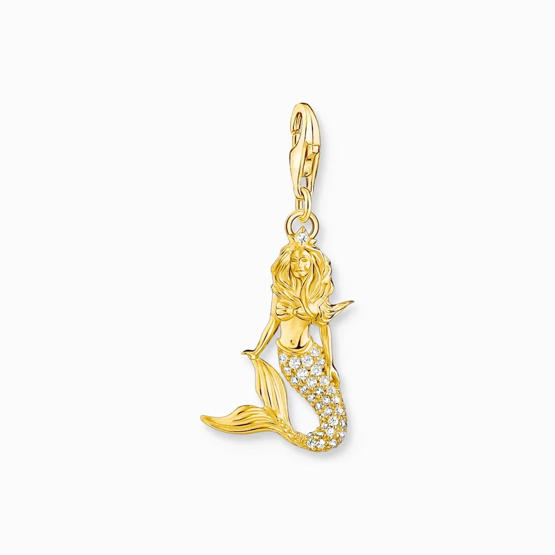Thomas Sabo Charm-Anhänger Meerjungfrau 925er Sterlingsilber mit 750er Gelbgold-Vergoldung
