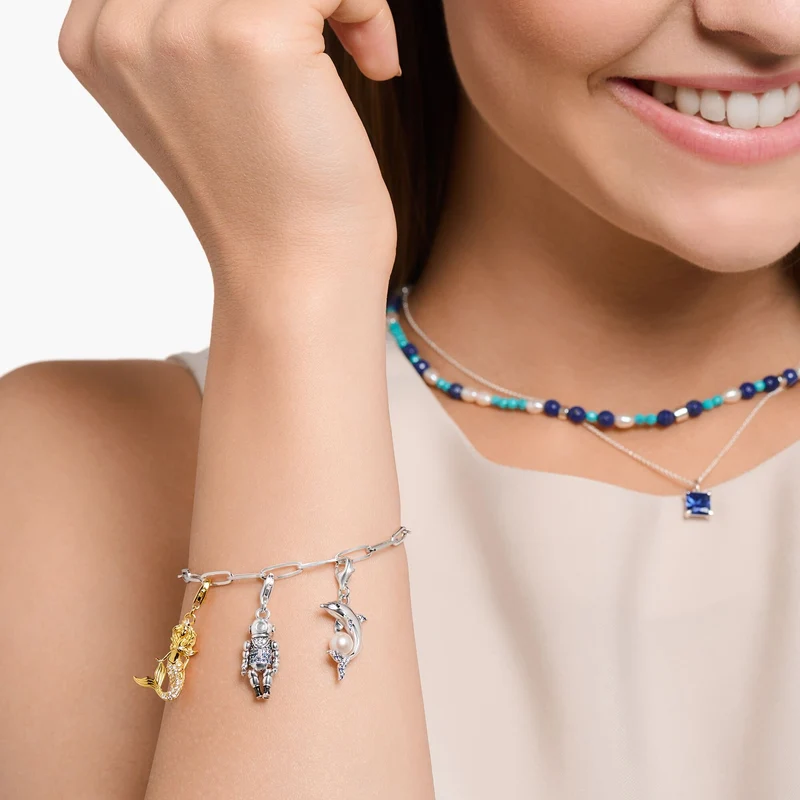 Thomas Sabo Charm-Anhänger Meerjungfrau 925er Sterlingsilber mit 750er Gelbgold-Vergoldung