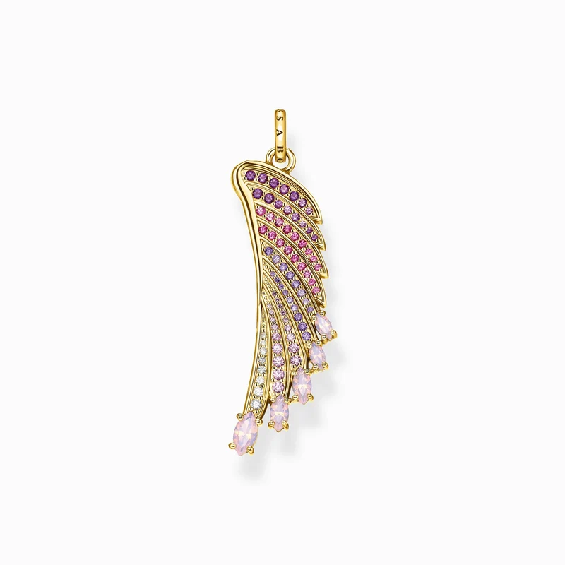 Thomas Sabo Anhänger für Damen Kolibri Flügel Regenbogenfarben mit 750 Gelbgold Vergoldung PE876-488-7
