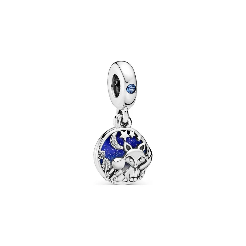 Pandora Charm Unisex Fuchs und Hase Charm Anhänger Silber Blau 798239NMB