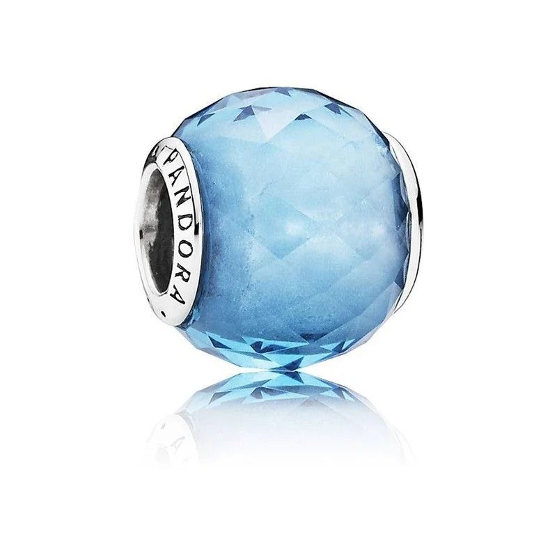 Pandora Charm Damen Moments Facettierter Kristall Silber Blau 791722NBS